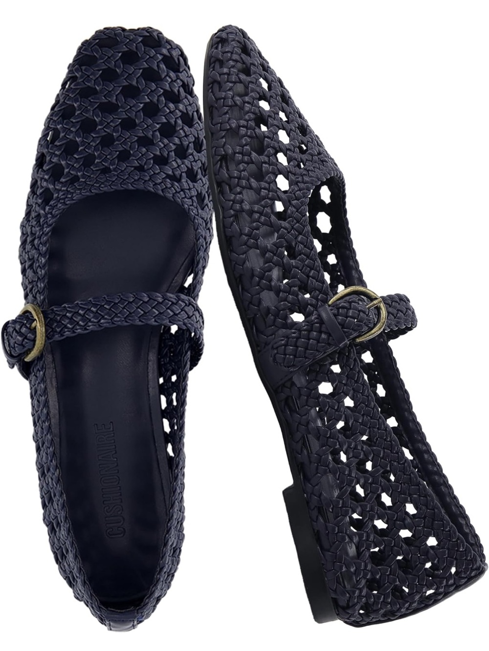 Cushionaire Woven Navy Women’s Mary Jane Flats